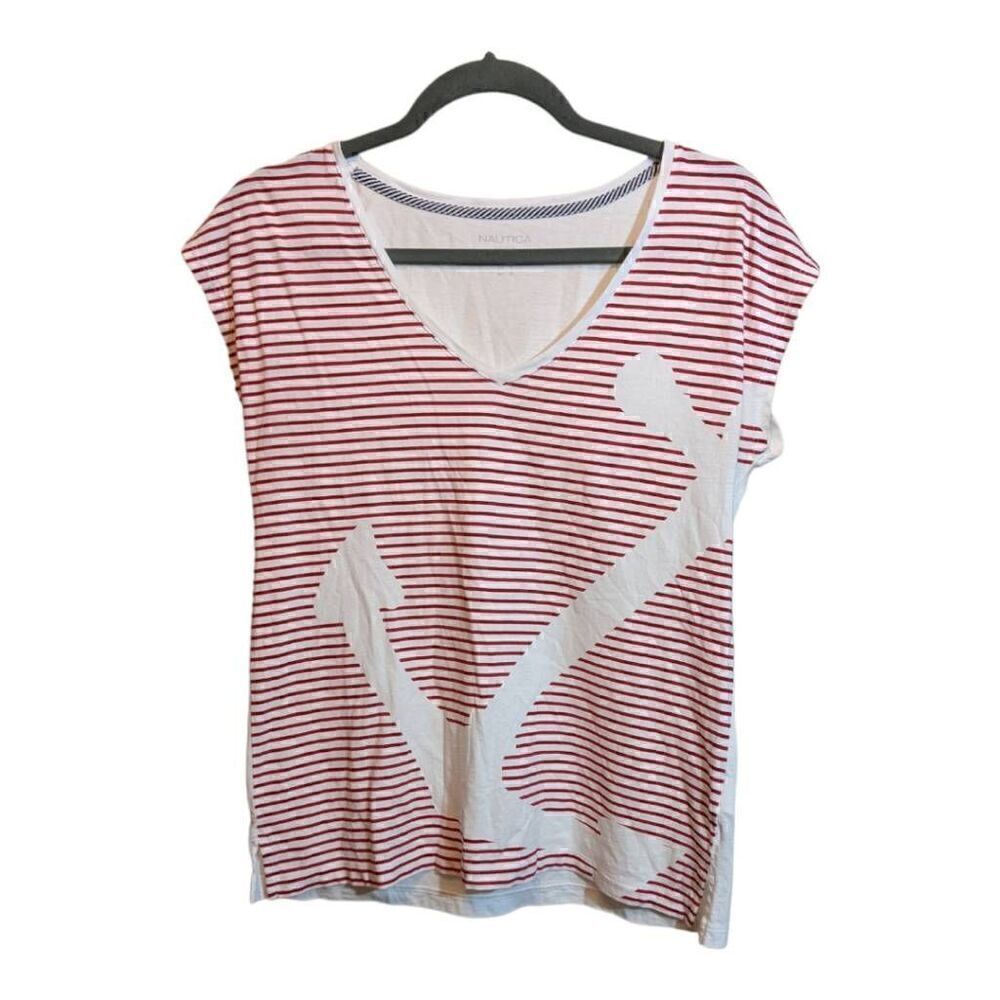 Nautica V Neck Nautical Baby Doll Tee